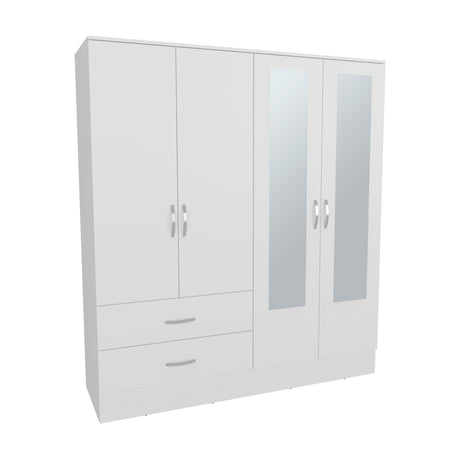 Bolton 160 Armoire, Six Shelves, Two Double Door Cabinets, Two Mirrors, Two Drawers,  White - sold by Home Elegance USA