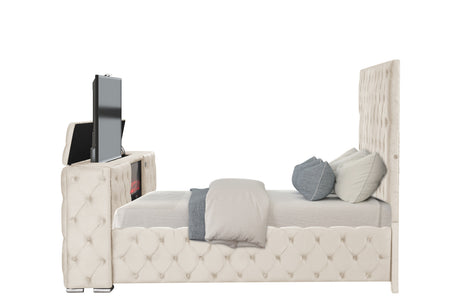 Encore Modern Style Tufted and Upholstered Queen 5PC Bedroom set made with wood in Beige(NJ Inventory) - sold by Home Elegance USA