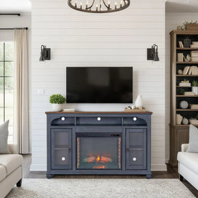 66 in Fireplace TV Stand for TVs up to 80 inches, Corduroy Blue Finish - sold by Home Elegance USA