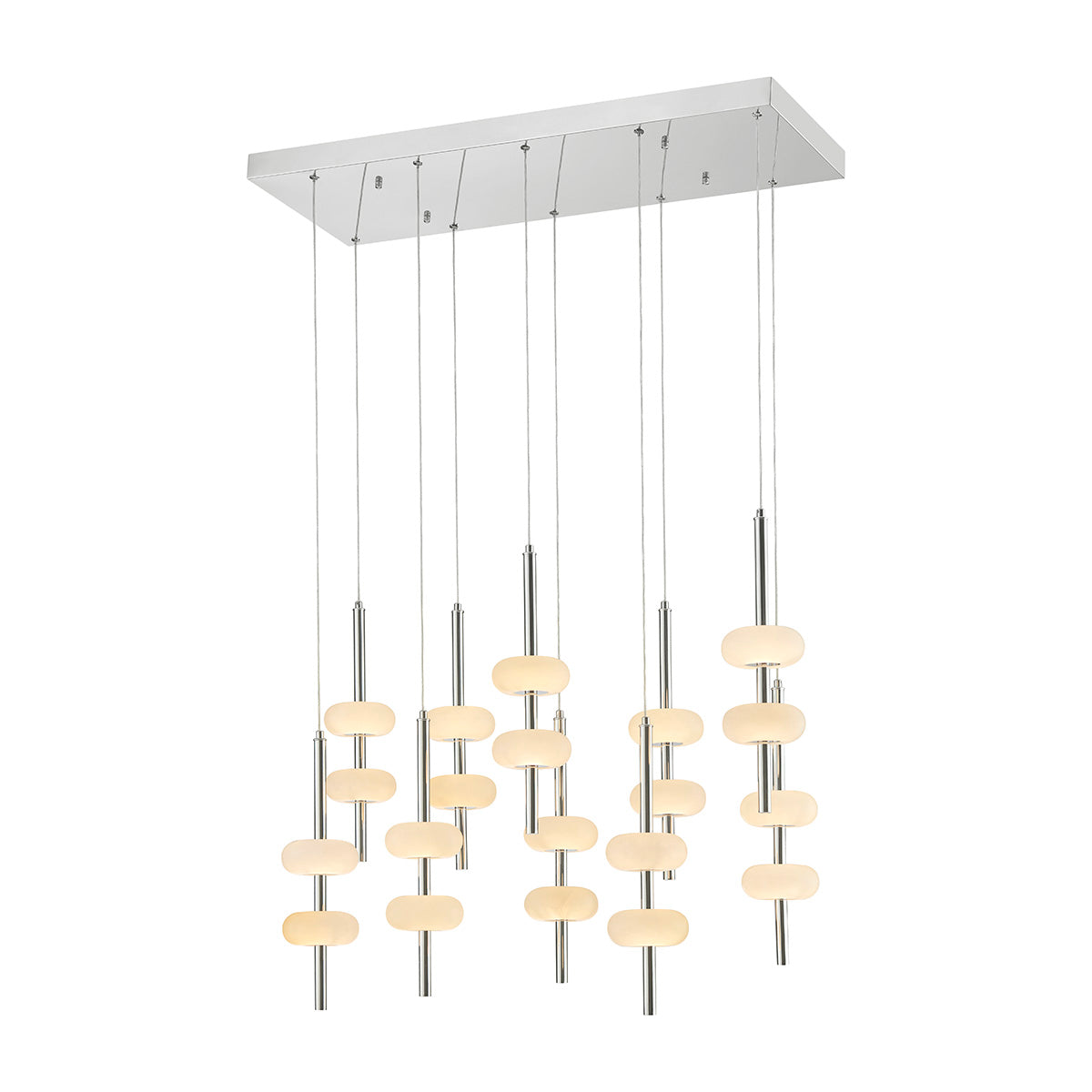 Double Spanish Alabaster Rectangular Chandelier // Chrome  | Finesse - Home Elegance USA