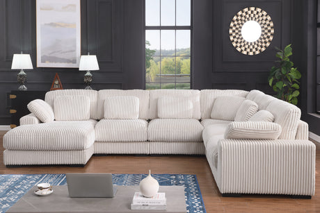 Nadine 155.5'W Beige Corduroy Modular Corner Sectional Sofa with Left-Facing Chaise - sold by Home Elegance USA