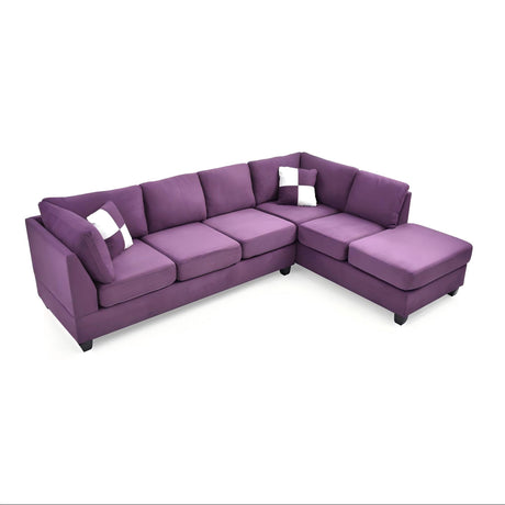 Malone G637B-SC Sectional Sofa Without Ottoman Purple Microfiber 111 Inch - sold by Home Elegance USA