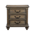 Traditional Vintage Style 1pc Nightstand of 3 Drawers Metal Hardware Weathered Pecan Finish Classic Bedroom Furniture