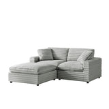 Jenny 3-Piece Chofa Modular Sectional in Plush Gray Polyester Cord-Like Fabric