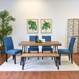 Amisos 6-Piece Dining Set, Hairpin Dining Table with 4 Chairs and a Wood Bench, 3 Color Options - sold by Home Elegance USA
