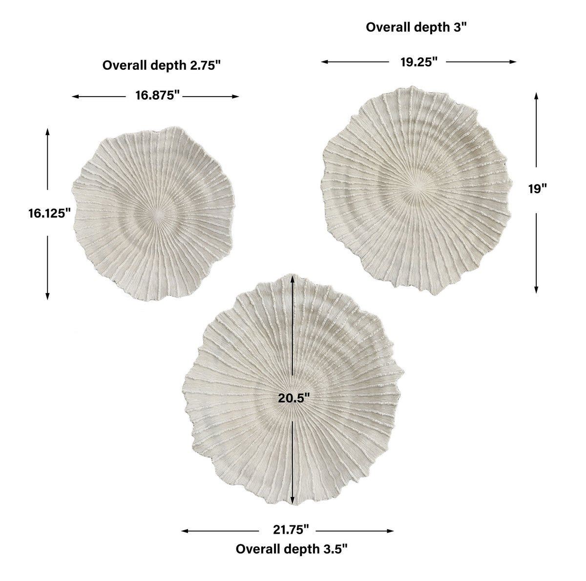 Ocean Gems Wall Decor (Set of 3) Ivory - Beige by Uttermost - View 8