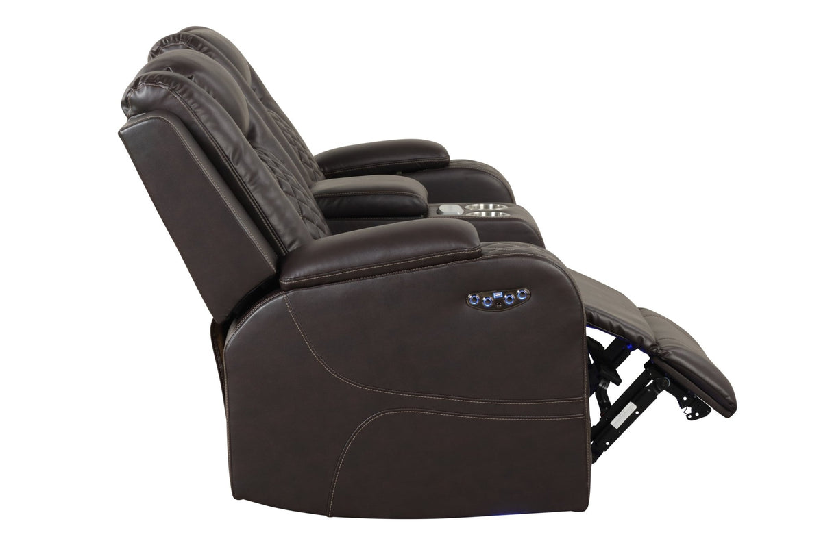 Benz LED & Power Recliner 3 PC Made With Faux Leather in Brown | Home Elegance USA