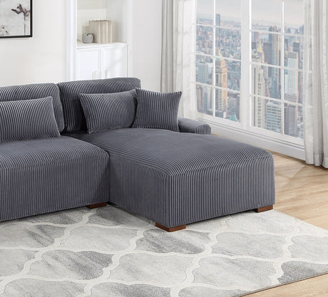 Modern 2pc Sectional Set XL Plush Corduroy Fabric Dark Gray LAF Sofa RAF Chaise Living Room Couch - sold by Home Elegance USA