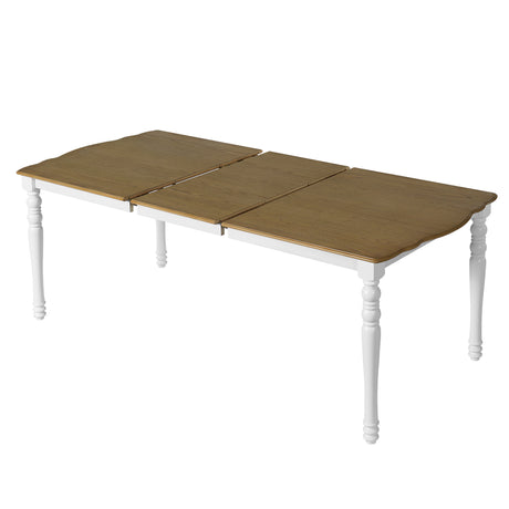 7-Piece Dining Table Set, 60inch to 78inch Extendable Wood Dining Table with Removable Leaf, Kitchen Table Set with 6 Upholstered Side Chair, Dining Table Set for 6 - sold by Home Elegance USA