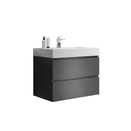 Alice 30" Gray Bathroom Vanity with Sink, Large Storage Wall Mounted Floating Bathroom Vanity for Modern Bathroom, One - Piece White Sink Basin without Drain and Faucet - W1865S00005 - Home Elegance USA - 4