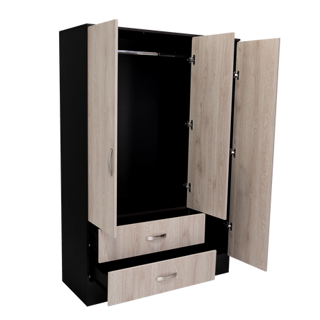 Mirrored Armoire Draggo, Bedroom, Black / Light Gray - sold by Home Elegance USA