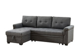 Hunter Dark Gray Linen Reversible Sleeper Sectional Sofa with Storage Chaise - Home Elegance USA