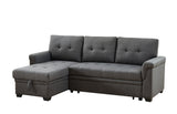 Destiny Dark Gray Linen Reversible Sleeper Sectional Sofa with Storage Chaise | Home Elegance USA