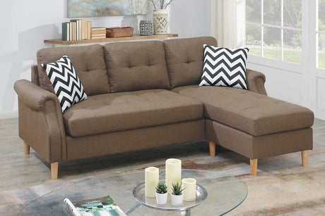 Living Room Corner Sectional Light Coffee Polyfiber Chaise sofa Reversible Sectional - sold by Home Elegance USA