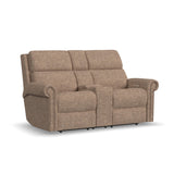 Bernard Power Reclining Loveseat With Console, Power Headrest, & Lumbar | Flexsteel