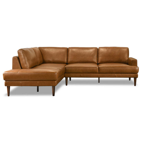 Corbin Left-Facing Tan Leather Sectional Sofa - sold by Home Elegance USA