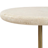 Adames Travertine Drink Table Brass / White - Gold / White by Uttermost - View 4