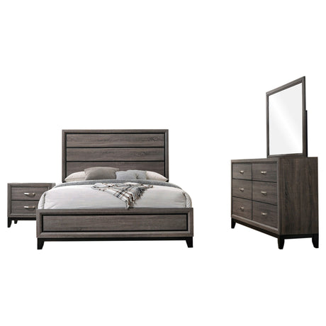 Carina Grey Oak and Black 4-piece Eastern King Panel Bedroom Set - sold by Home Elegance USA