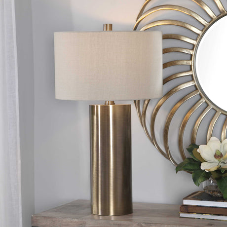 Taria Table Lamp Brushed Brass - Light Brown / Beige by Uttermost - View 2