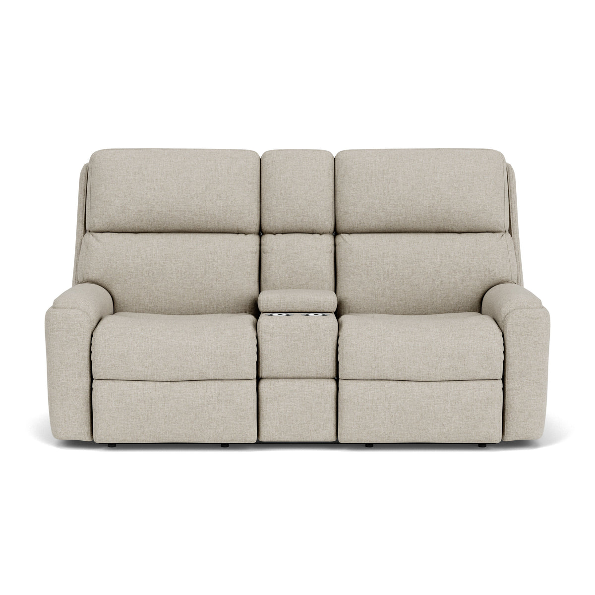 Rio Transitional Fabric Reclining Loveseat With Console | Flexsteel