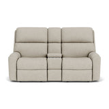 Rio Transitional Fabric Reclining Loveseat With Console | Flexsteel