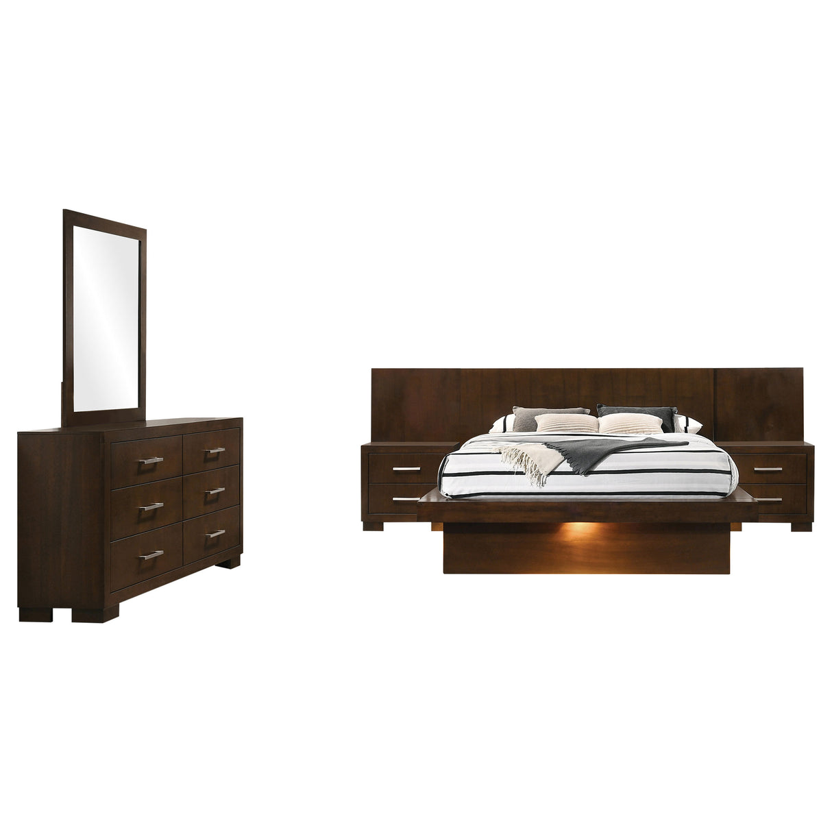 Tokyo Cappuccino 5-piece Platform Bedroom Set with 2 Nightstands