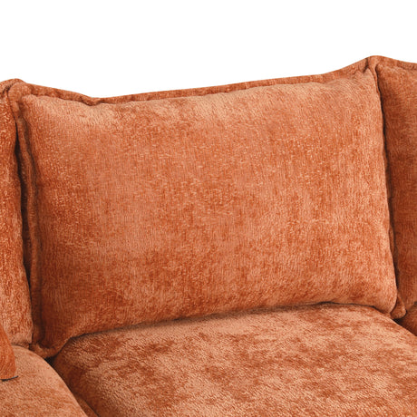 Convertible L-shaped Sofa Bed with Storage Ottoman, Power Sockets & USB Ports, Orange Chenille, 82.67' - sold by Home Elegance USA