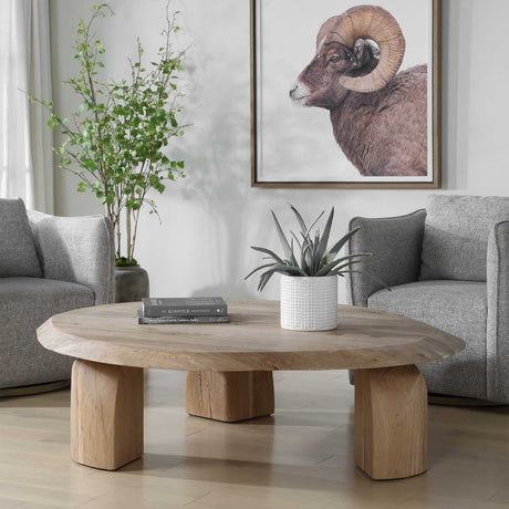 Tiernan Reclaimed Oak Round Coffee Table Woodtone - Light Brown by Uttermost - View 2