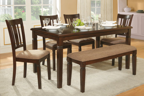 5pc Transitional Style Dining Furniture Set Table and 4x Side Chairs Fabric Upholstered Seat Espresso Finish Wood - sold by Home Elegance USA