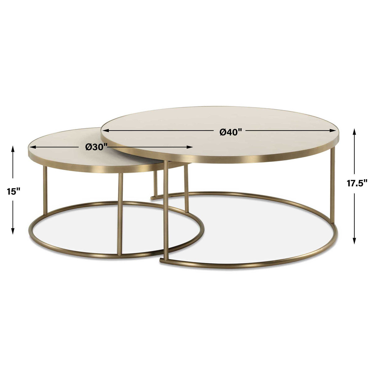 Aragon Nesting Coffee Tables (Set of 2) - Gold / White by Uttermost - View 8