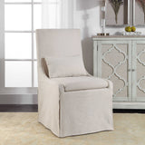 Coley Linen Armless Chair White - Beige by Uttermost - View 5