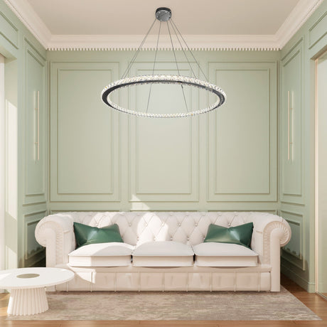 1 Thin Ring Crystal Chandelier // Chrome  | Finesse - Home Elegance USA