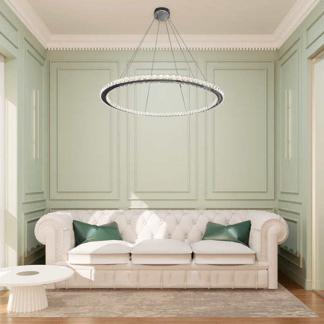 1 Thin Ring Crystal Chandelier // Chrome  | Finesse - Home Elegance USA