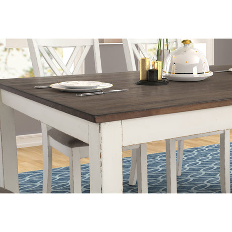 Ebers Chestnut and Vintage White 7-piece Dining Set - sold by Home Elegance USA