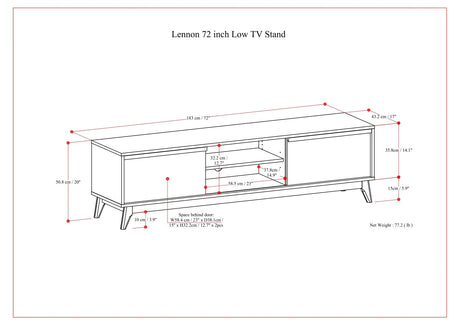 Lennon 72 inch Wide Solid Wood Low TV Stand in Oak For TVs up to 80 inches - sold by Home Elegance USA
