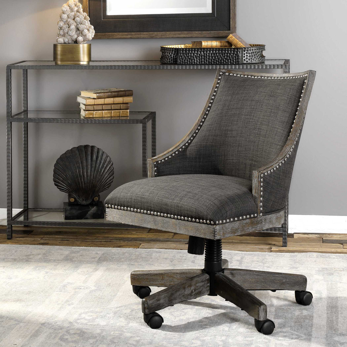 Aidrian Desk Chair Charcoal - Dark Gray by Uttermost - View 8