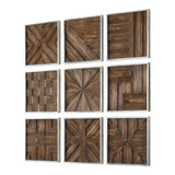 Bryndle Rustic Wooden Squares (Set of 9) - Dark Brown by Uttermost - View 3