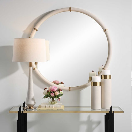 Cyprus Round Mirror - White by Uttermost - View 2