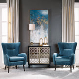 Dax Mid-Century Accent Chair - Blue / Light Brown by Uttermost - View 2
