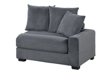 Contemporary Dark Gray 4pc Modular Sectional Set Corduroy Couch LAF & RAF Chairs Armless Chair Ottoman Living Room Furniture - sold by Home Elegance USA