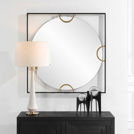 Hinson Square Mirror - Black by Uttermost - View 3