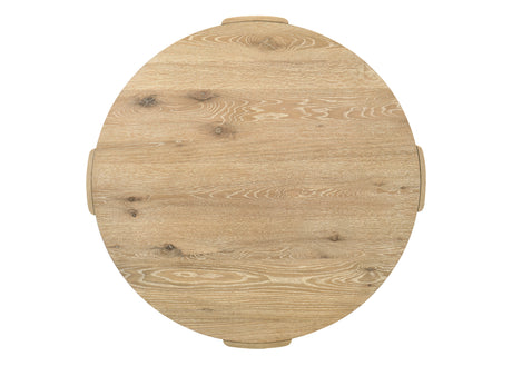 Bowen Oak Finish 47' Round Dining Table Set with Cream Color Upholstered Chairs - sold by Home Elegance USA