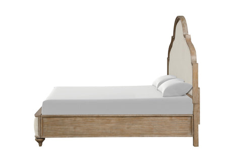 Rustic Oak 3pc Eastern King Size Bed 2x Nightstands w USB Solid wood Unique Legs Bedroom Furniture Traditional Look Upholstered Bedframe - sold by Home Elegance USA