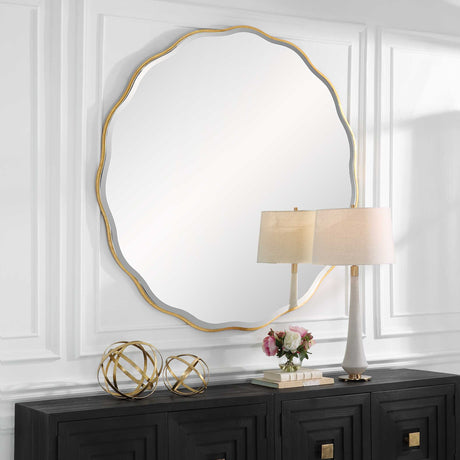 Aneta Large Round Mirror - Gold by Uttermost - View 3