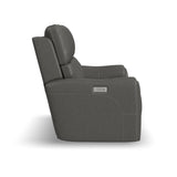Carter Power Reclining Loveseat With Power Headrests & Lumbar - Smoke | Flexsteel