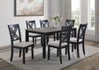 7-Pc Dinette Set Light Black Gray Rectangular Table Grey Upholstered Chairs Transitional Dining Room Wooden Dining Set Furniture - sold by Home Elegance USA