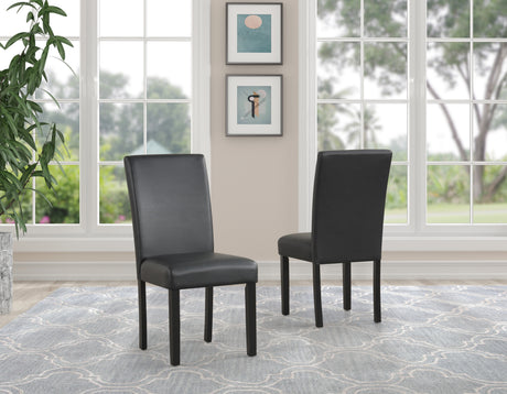 5pc Dining Set Faux Marble Top Table Solid Rubber Wood PU Upholstered Chair White Top Black Base Round Shape Dining Room Furniture - sold by Home Elegance USA