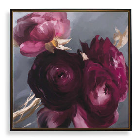 Plum Ranculus Framed Floral Art Black / Gold / Gray / Green / Pink / Purple / Red / White / Yellow - Purple / Gray by Uttermost - View 1