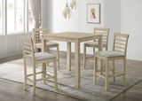 Beautiful Cream Color Counter Height 5Pc Dining Set Pub Height Square Dining Table Cream Upholstered Chair Dining Room Set Wooden