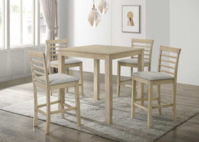 Beautiful Cream Color Counter Height 5Pc Dining Set Pub Height Square Dining Table Cream Upholstered Chair Dining Room Set Wooden - sold by Home Elegance USA